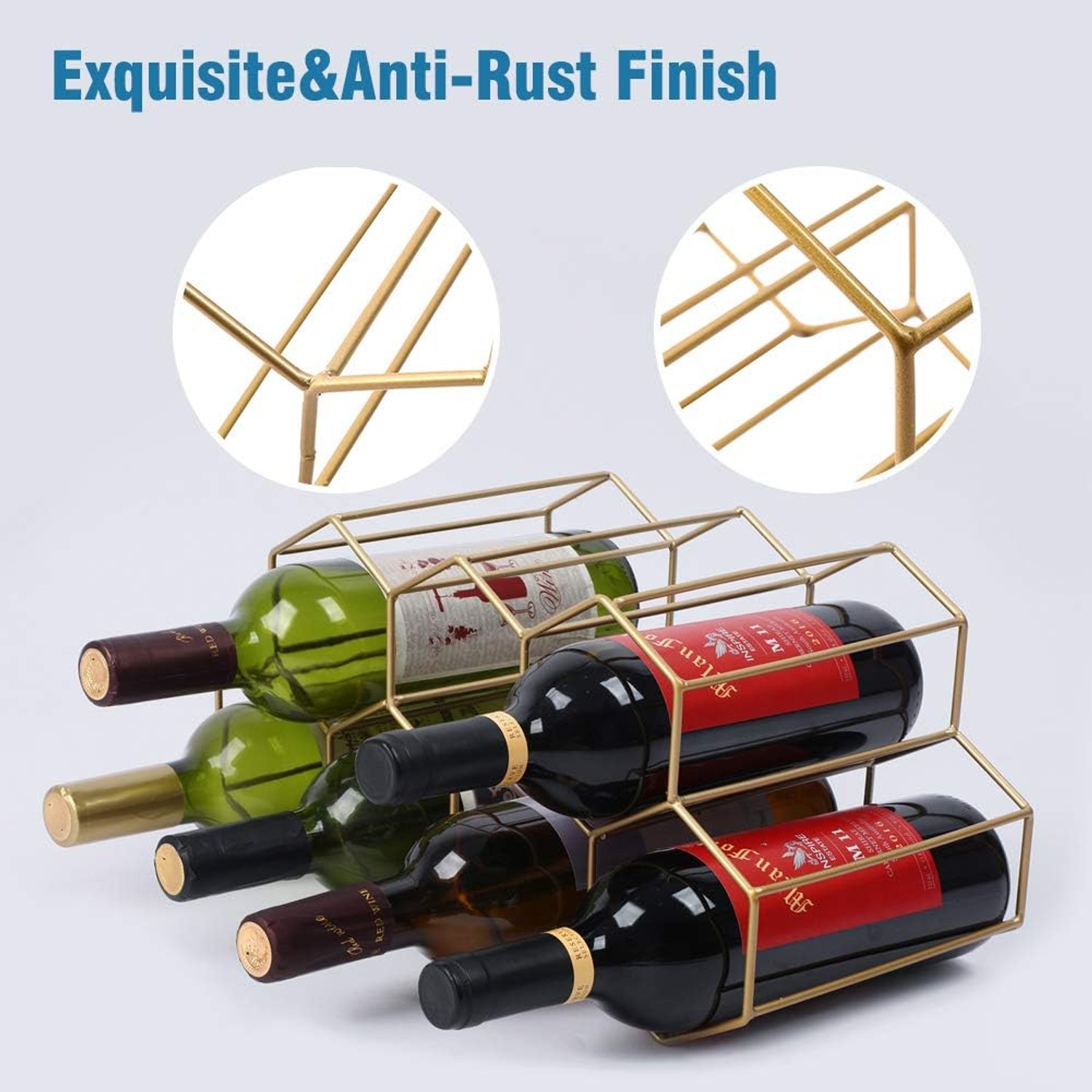 Urban Deco 9 Bottle Brass Countertop Wine Rack