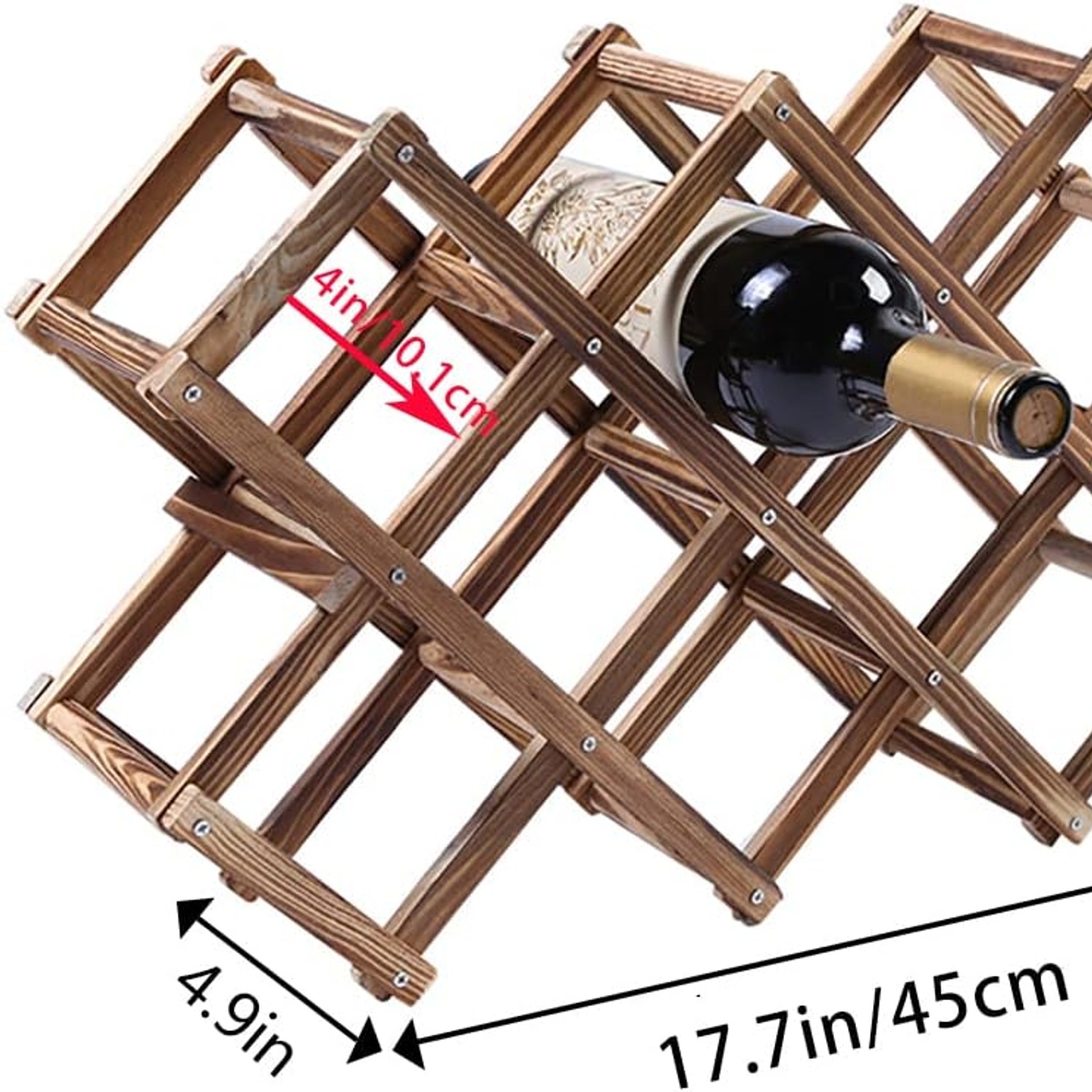Foldable Wooden Wine Rack (10 Bottle): image 4