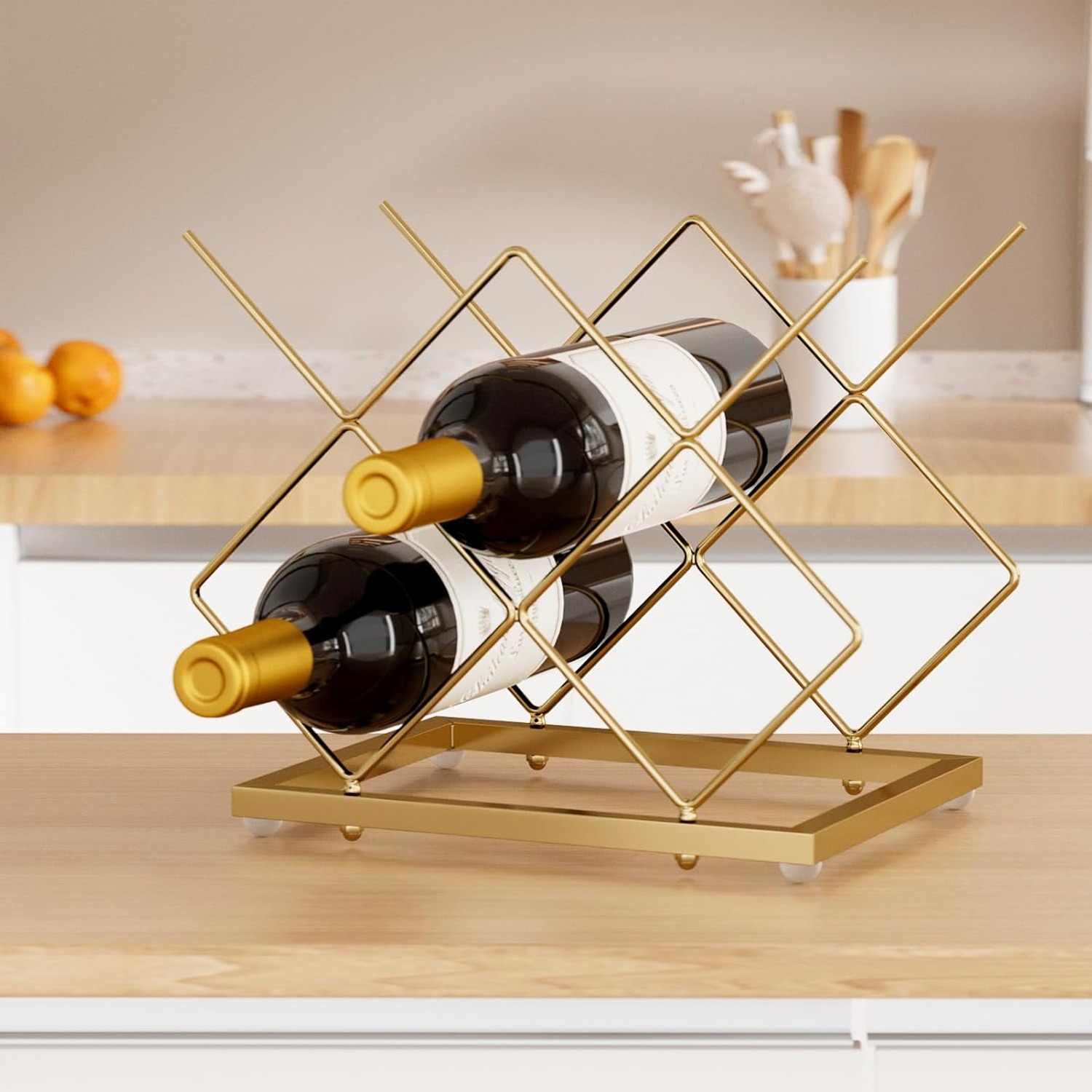 Gold 5 Bottle Countertop Wine Rack