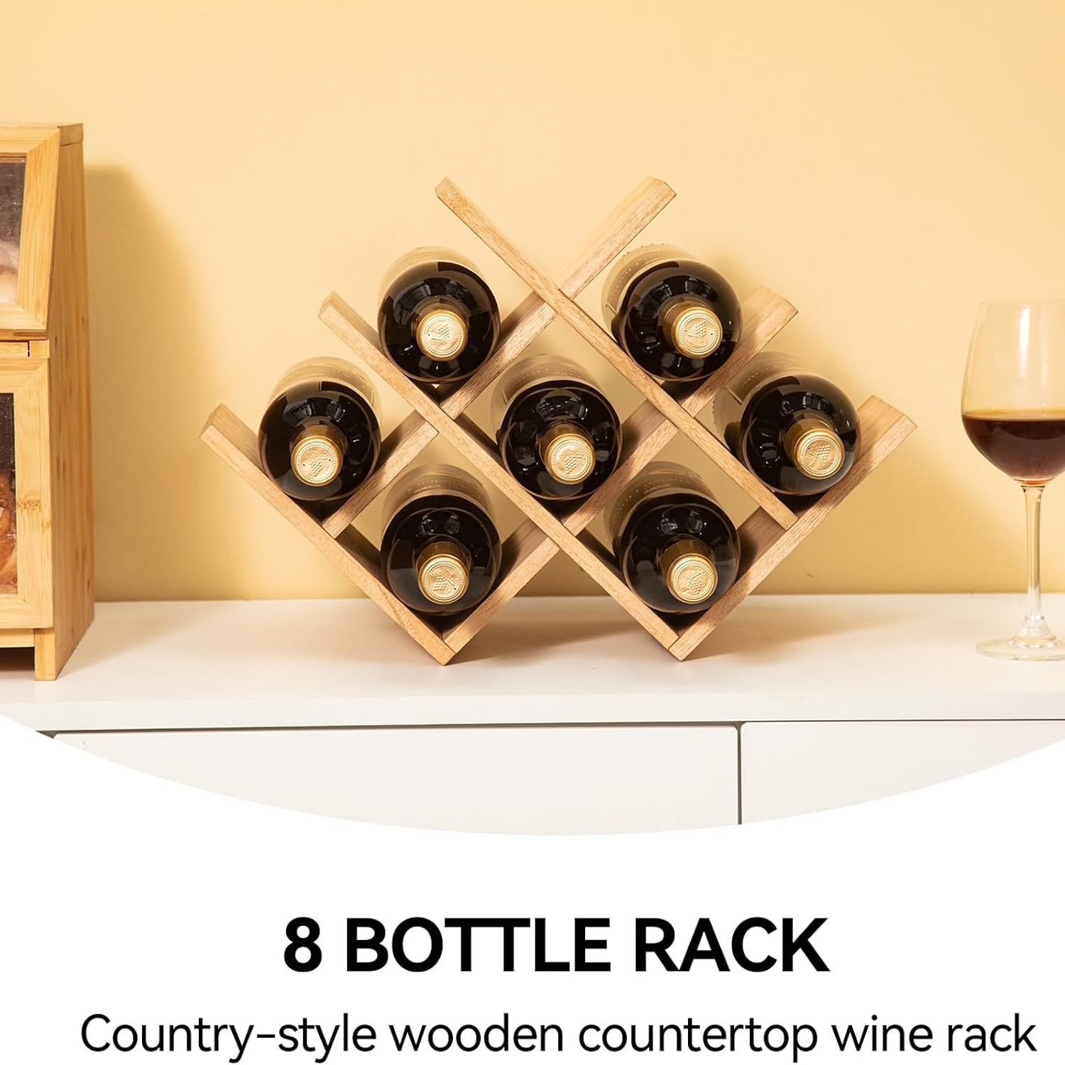 3-Tier Wooden Wine Rack (8 Bottles): image 8