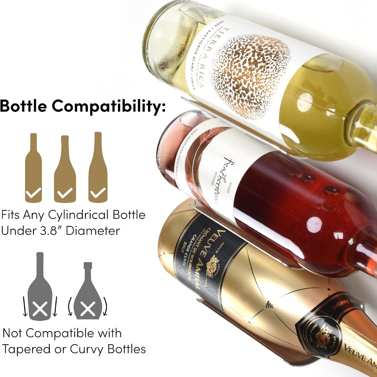 Wall Mounted Wine Bottle Rack (Set of 6)
