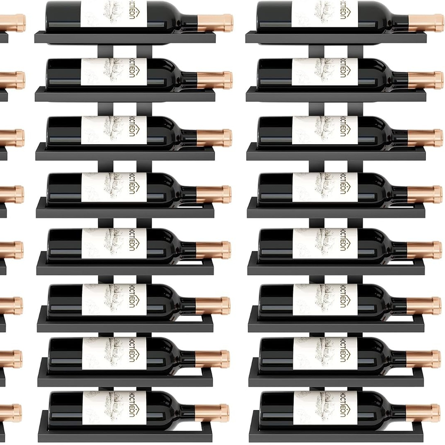 16-Bottle Wall Mounted Wine Rack Set (2 Pack, 8 Tiers Each)