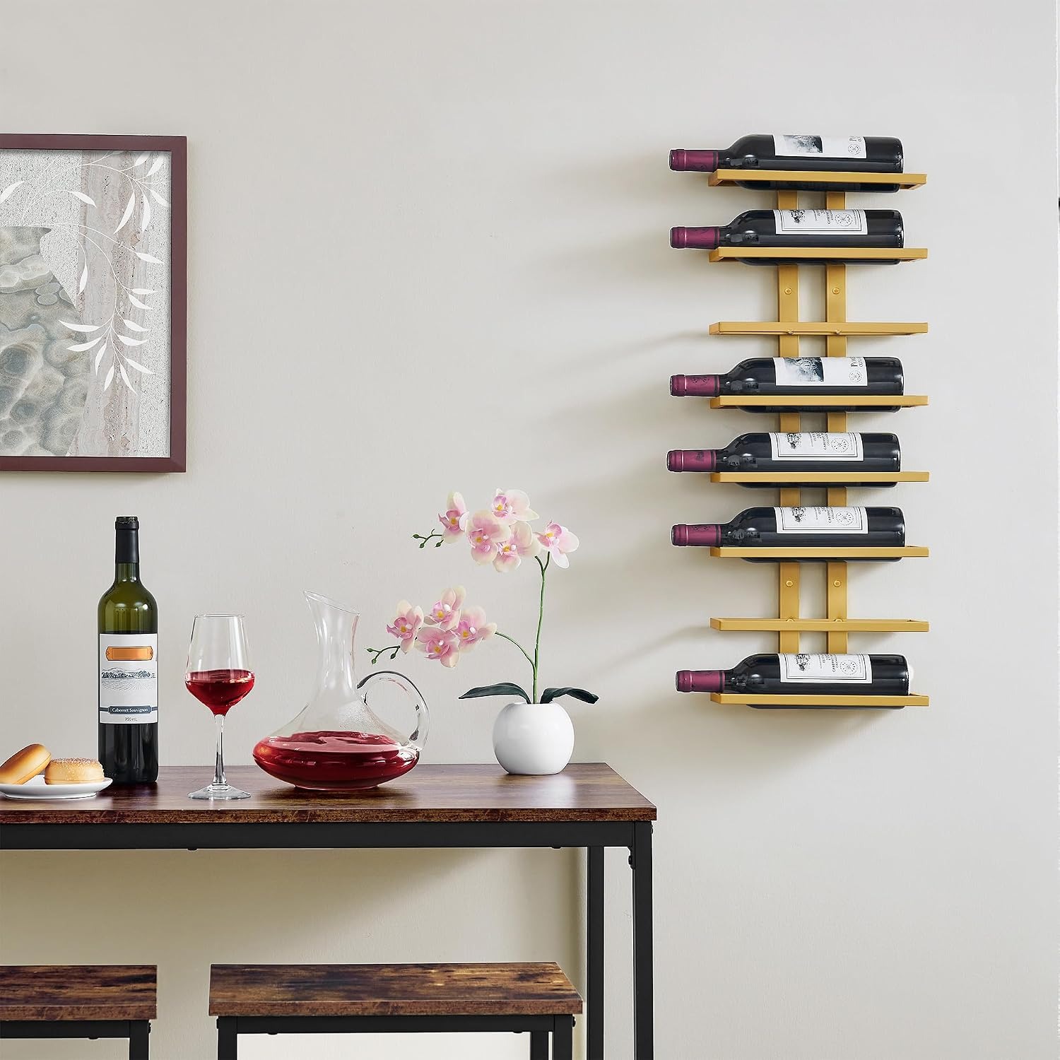 16-Bottle Wall Mounted Wine Rack Set (2 Pack, 8 Tiers Each): image 9